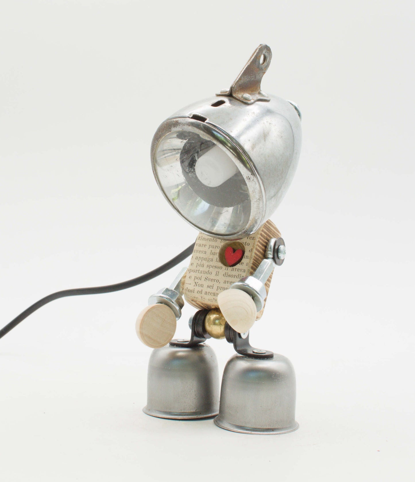 Lampada Robot Bike in Metallo Riciclato – Fatta a Mano