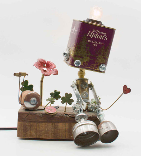 Robot lampada da tavolo stile "ROMANTICO" snodabile fatta a mano