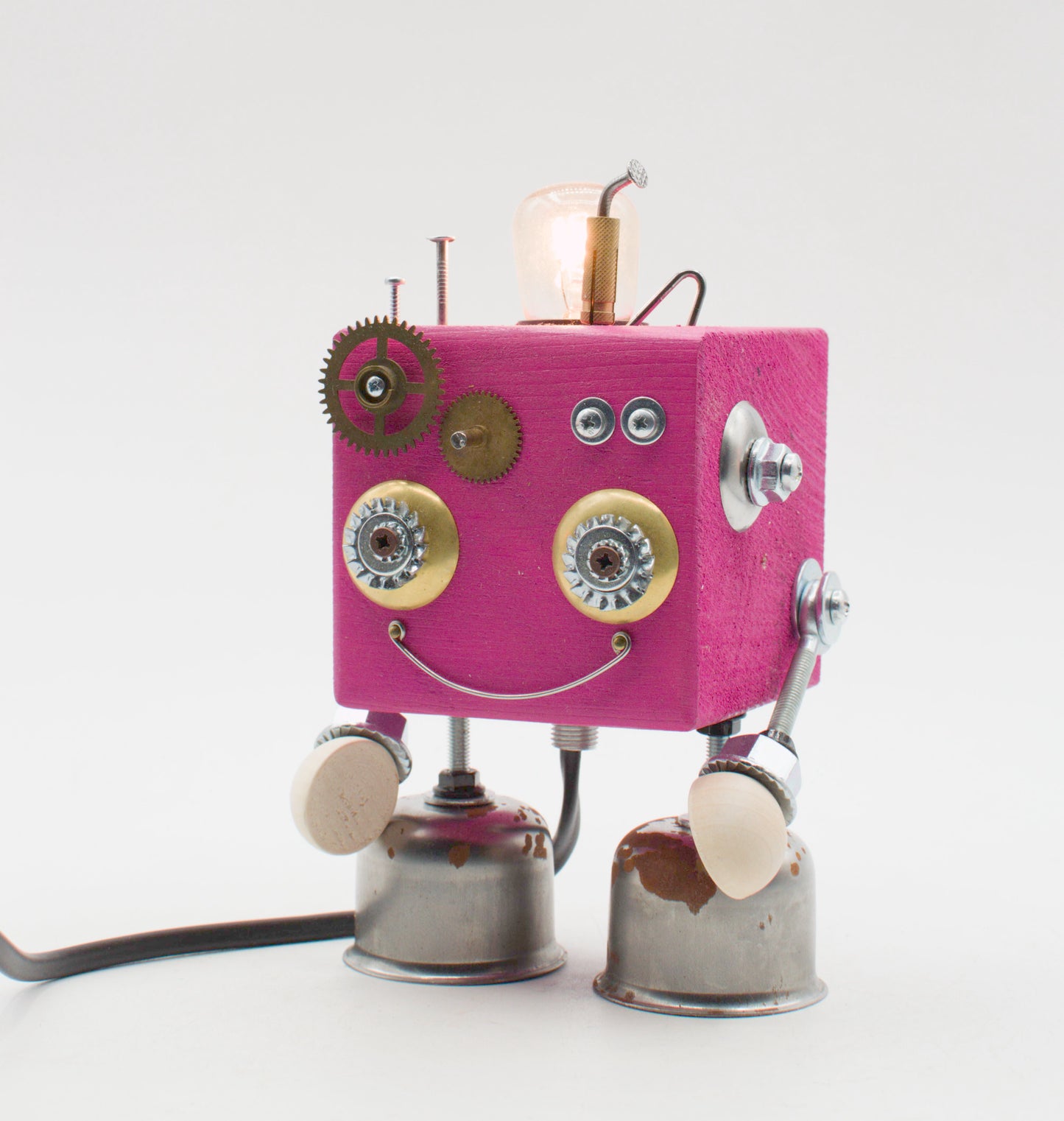 Robot table lamp "CUBOT" handmade bedside lamp