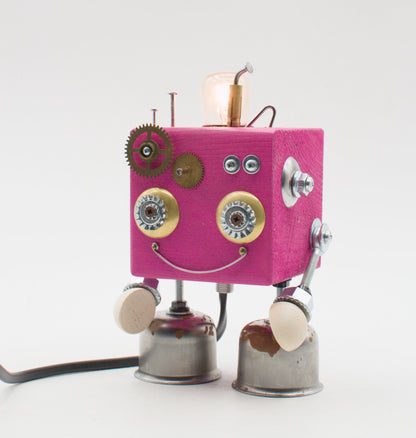 Robot table lamp "CUBOT" handmade bedside lamp