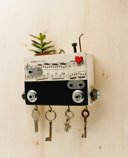 PORTACHIAVI da parete scultura robot fatto a mano