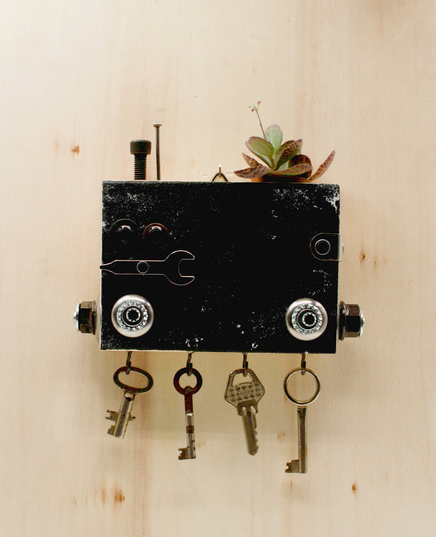 PORTACHIAVI da parete scultura robot fatto a mano