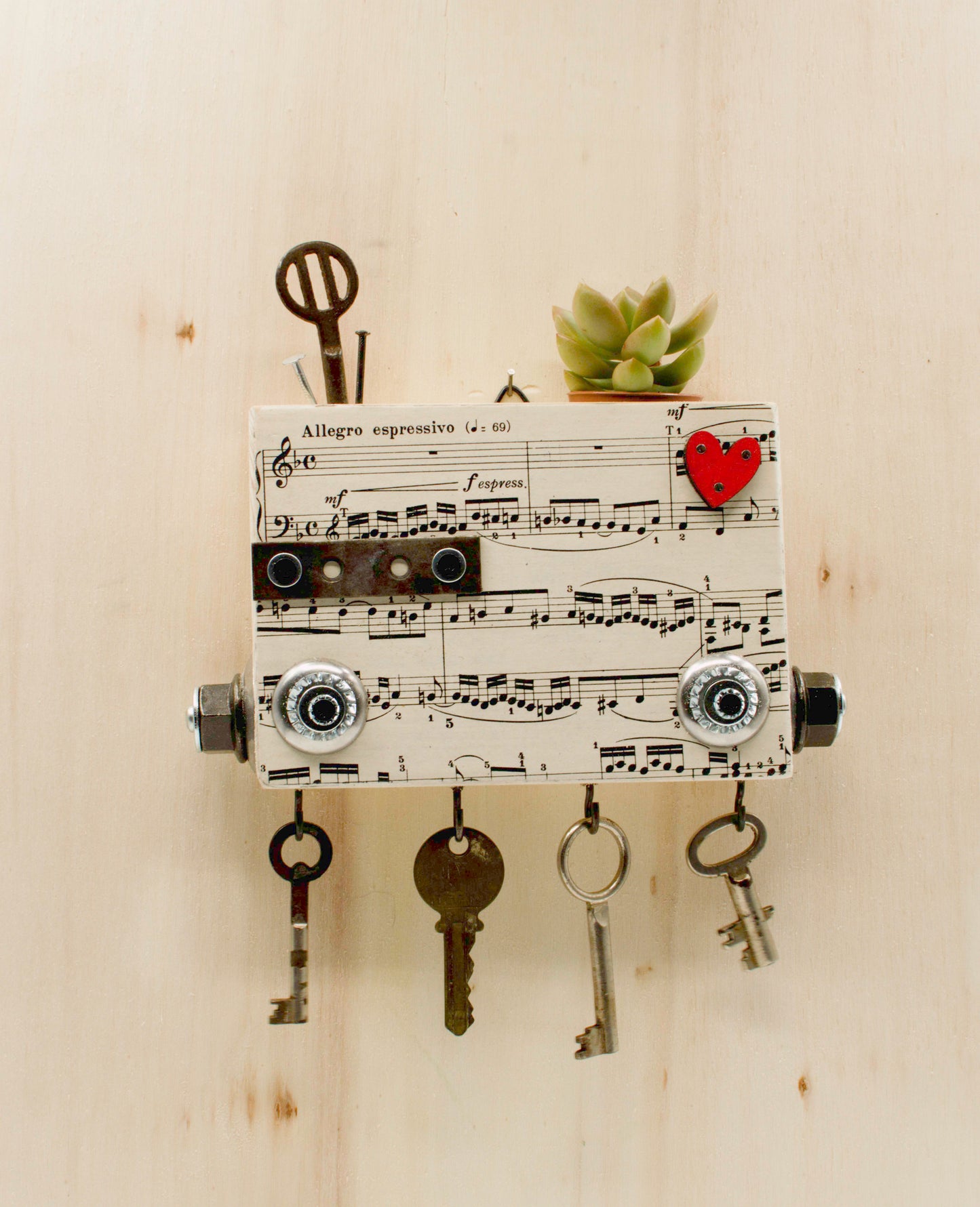 PORTACHIAVI da parete scultura robot fatto a mano