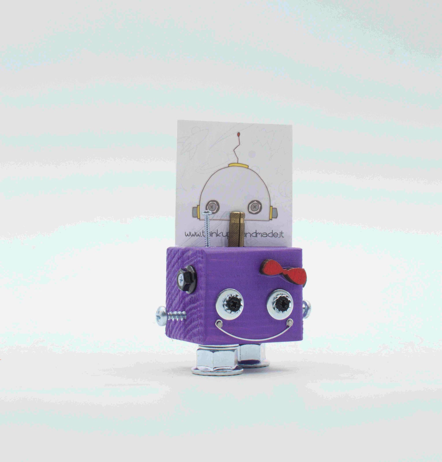 Robot table photo holder. Handmade place card holder.