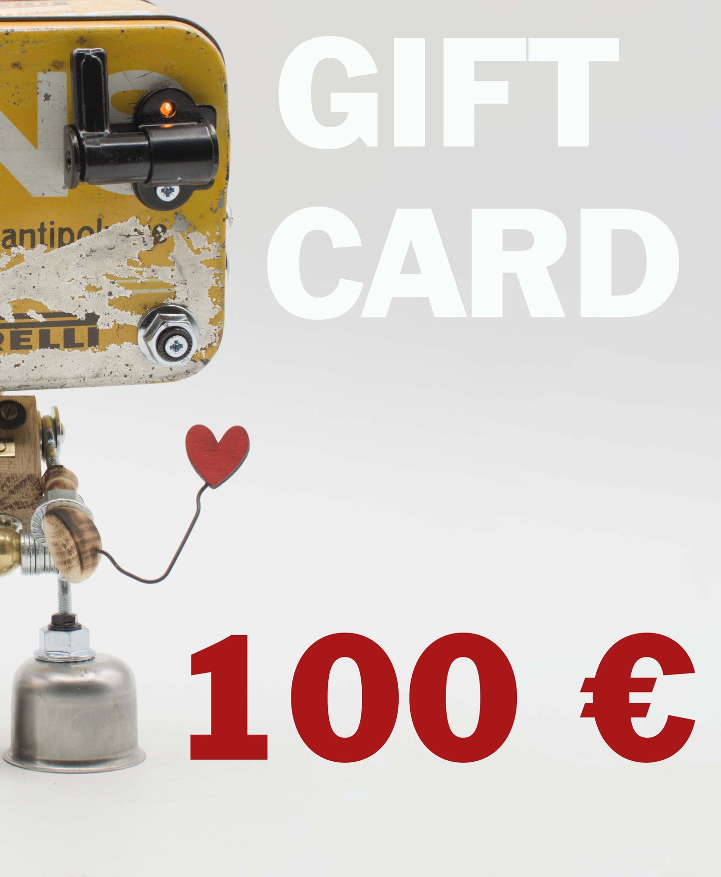 Gift card vintage in stile giallo e bianco con valore di 100 euro per regali versatili