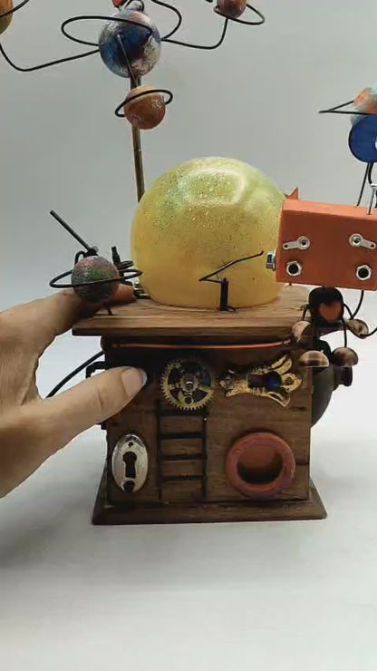 Robot lampada da tavolo stile "GALASSIA" con suono fatta a mano